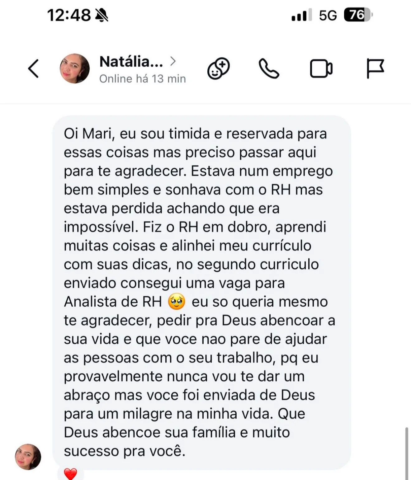 Depoimento de aluna do Profissão RH em Dobro