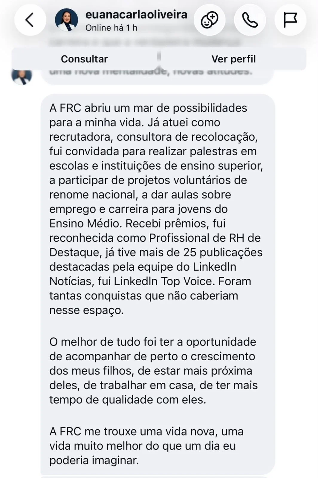 Depoimento de aluna do Profissão RH em Dobro