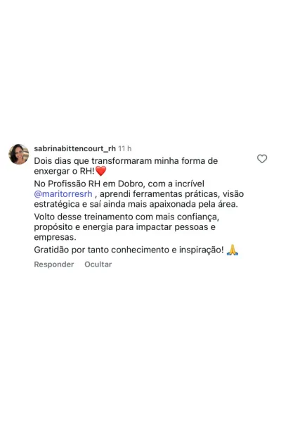 Depoimento de aluna do RH em Dobro
