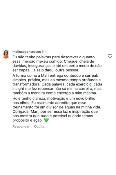 Depoimento de aluna do RH em Dobro