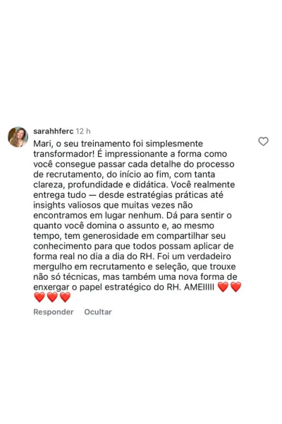 Depoimento de aluna do RH em Dobro