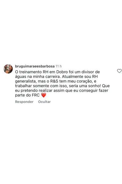 Depoimento de aluna do RH em Dobro