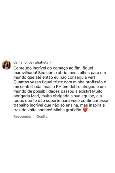 Depoimento de aluna do RH em Dobro