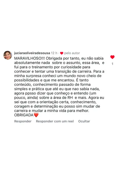 Depoimento de aluna do RH em Dobro