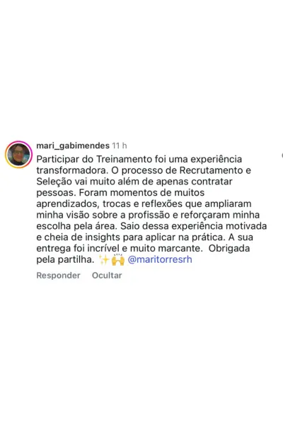 Depoimento de aluna do RH em Dobro