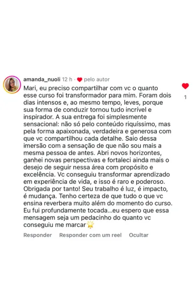 Depoimento de aluna do RH em Dobro