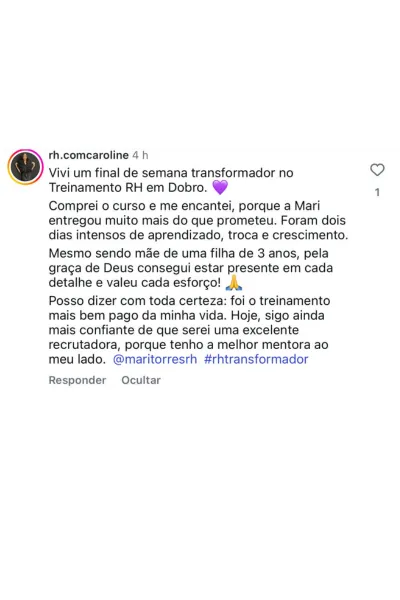 Depoimento de aluna do RH em Dobro