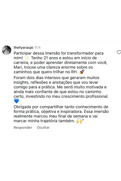 Depoimento de aluna do RH em Dobro