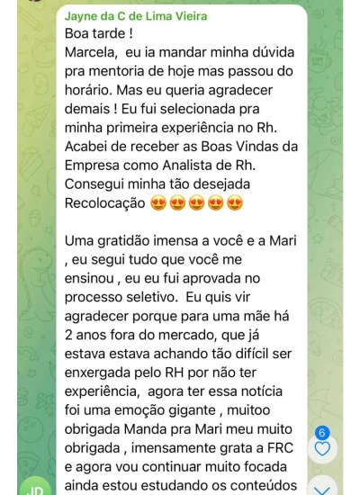 Depoimento de aluna