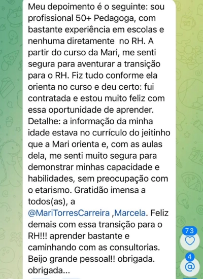 Depoimento de aluna