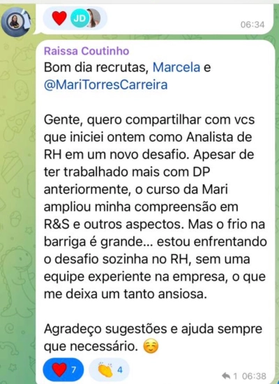 Depoimento de aluna
