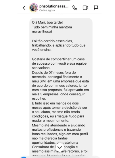Depoimento de aluna