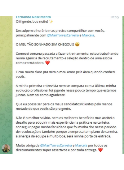 Depoimento de aluna