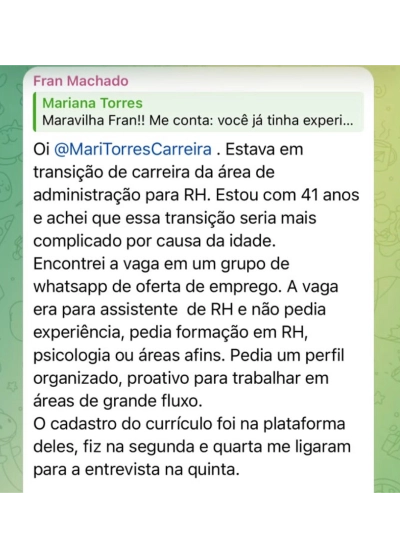Depoimento de aluna