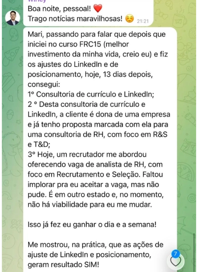 Depoimento de aluna