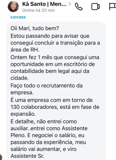 Depoimento de aluna