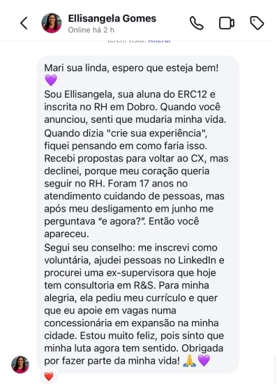 Depoimento de aluna